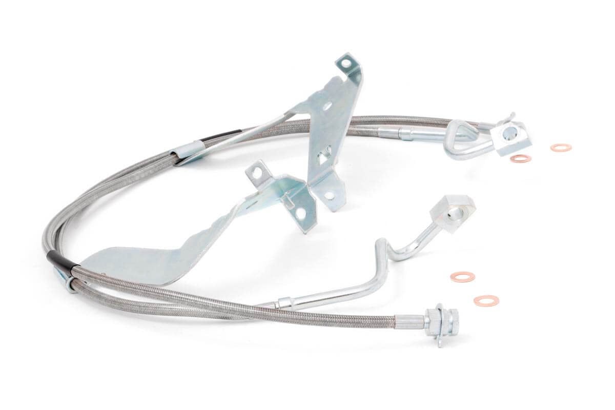 Ford F-350 Super Duty Brake Lines - Front - Rough Country - 4-6 Inch Lift - Stainless - '08-'16